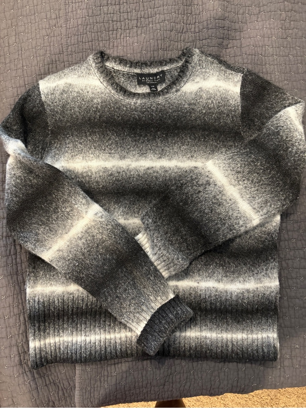 Laundry By Shelli Segal Black & Gray Ombre Crewneck Sweater